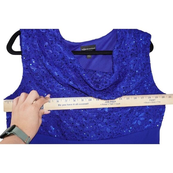Connected Apparel Royal Blue Lace Gown - Size 14W - Elegant Formal Dress - Picture 12 of 13